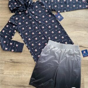 NWT Boys Champion Bundle ~ Includes Logo Patterned Hoodie and Gradient Shorts